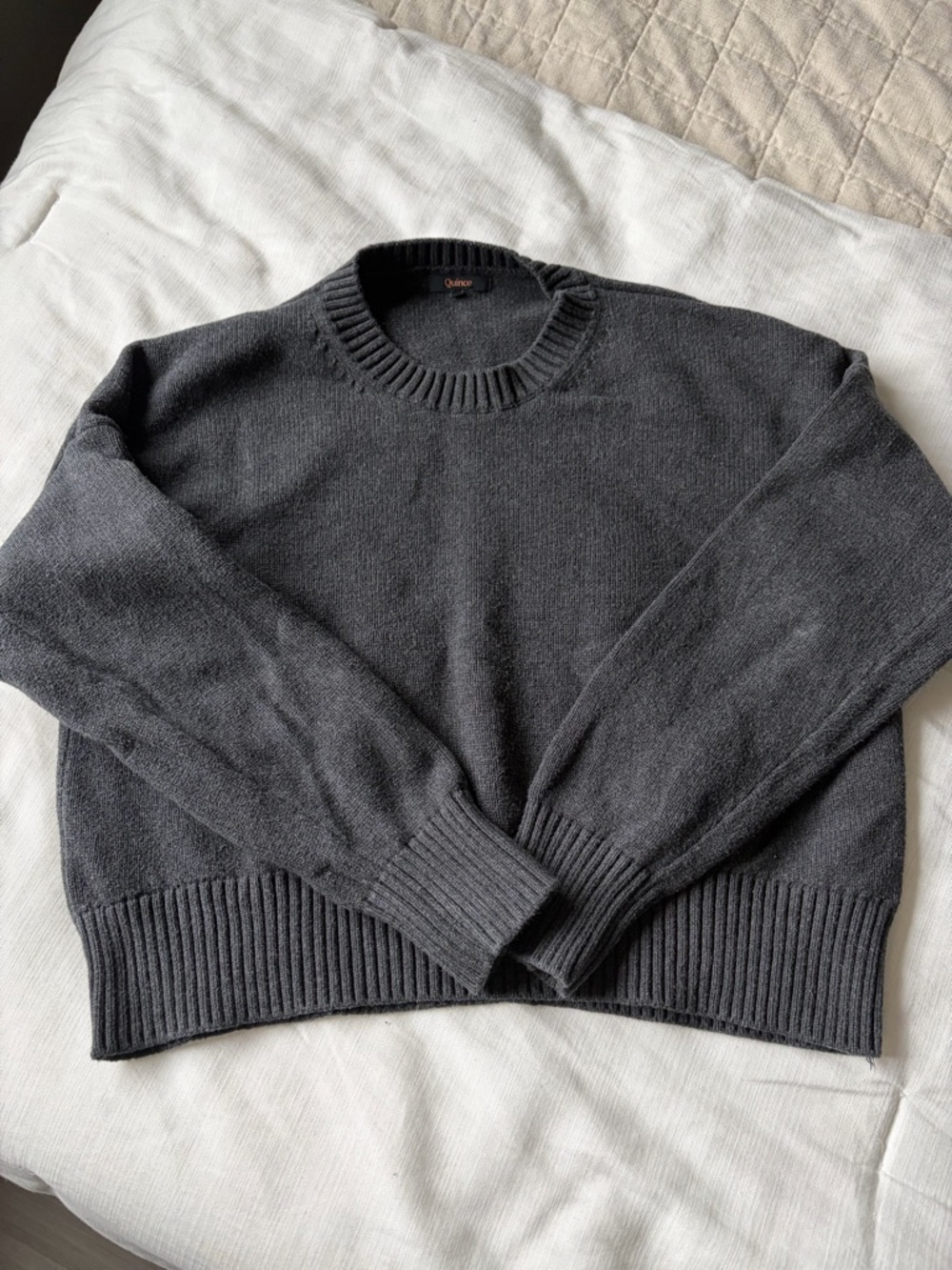 Quince organic cotton Charcoal Gray Crewneck Sweater